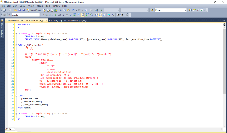 Ultima ejecución de procedimientos almacenados en bases de datos SQL Server