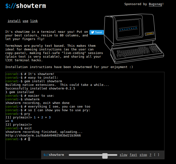 Grabar sesión de terminal con showterm